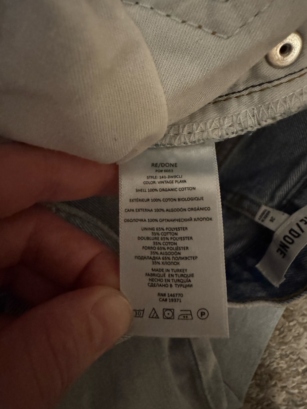 Re/Done Slim Straight Jeans in Faded Light Blue - Picture 3 of 9